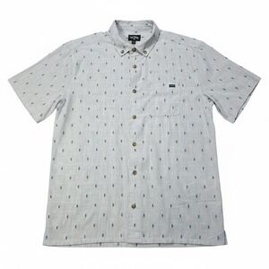 Billabong Mens Shirt Small S Short Sleeve Button Down Light Blue Pattern Casual